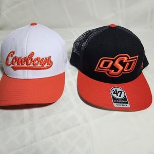 Oklahoma state fitted and snapback hats. Both are new with stickers